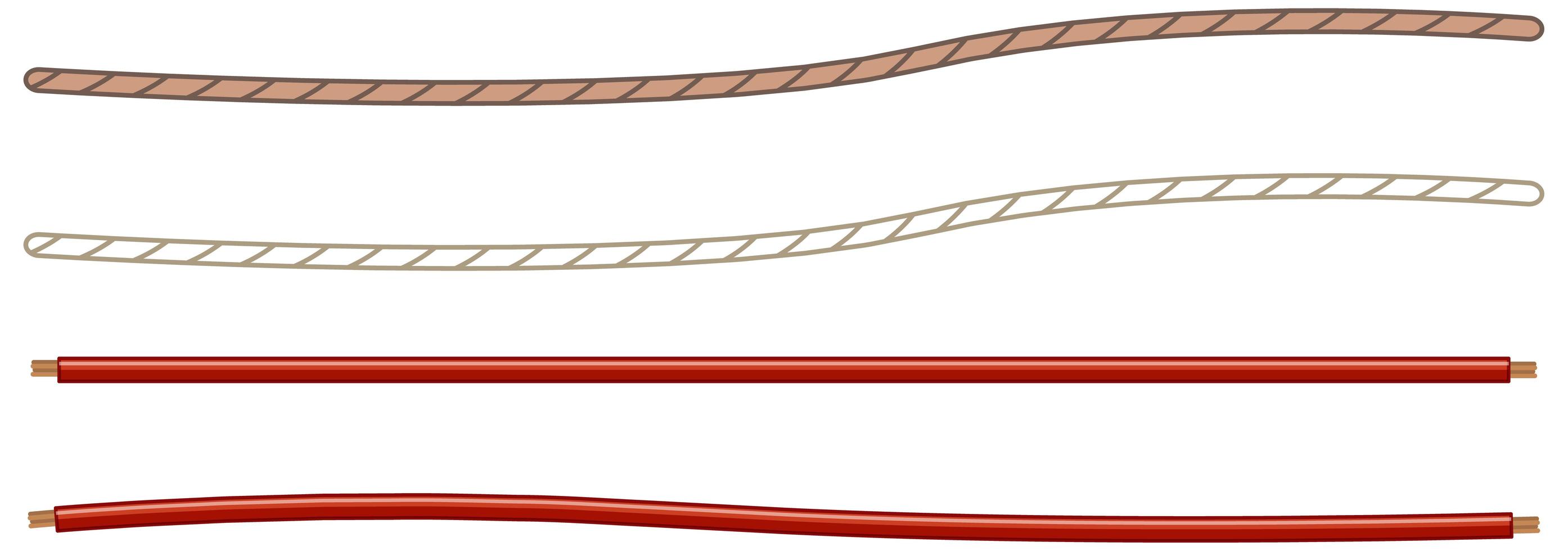 elkablar och strängar isolerad på vit bakgrund vektor