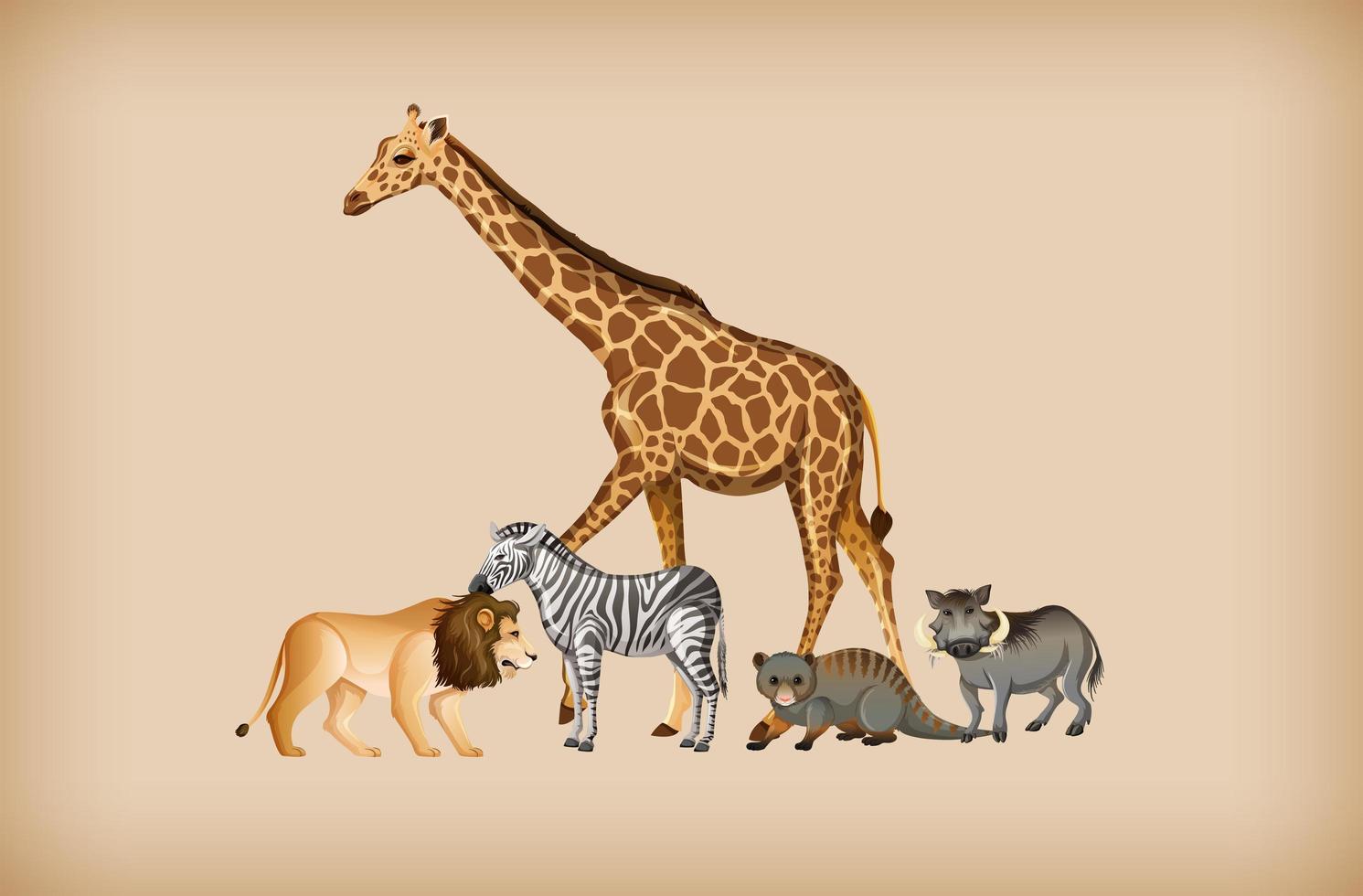 Gruppe von Wildtieren auf Hintergrund vektor