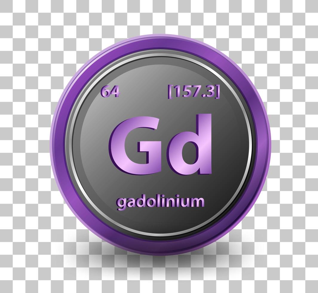 Gadolinium chemisches Element. chemisches Symbol mit Ordnungszahl und Atommasse. vektor