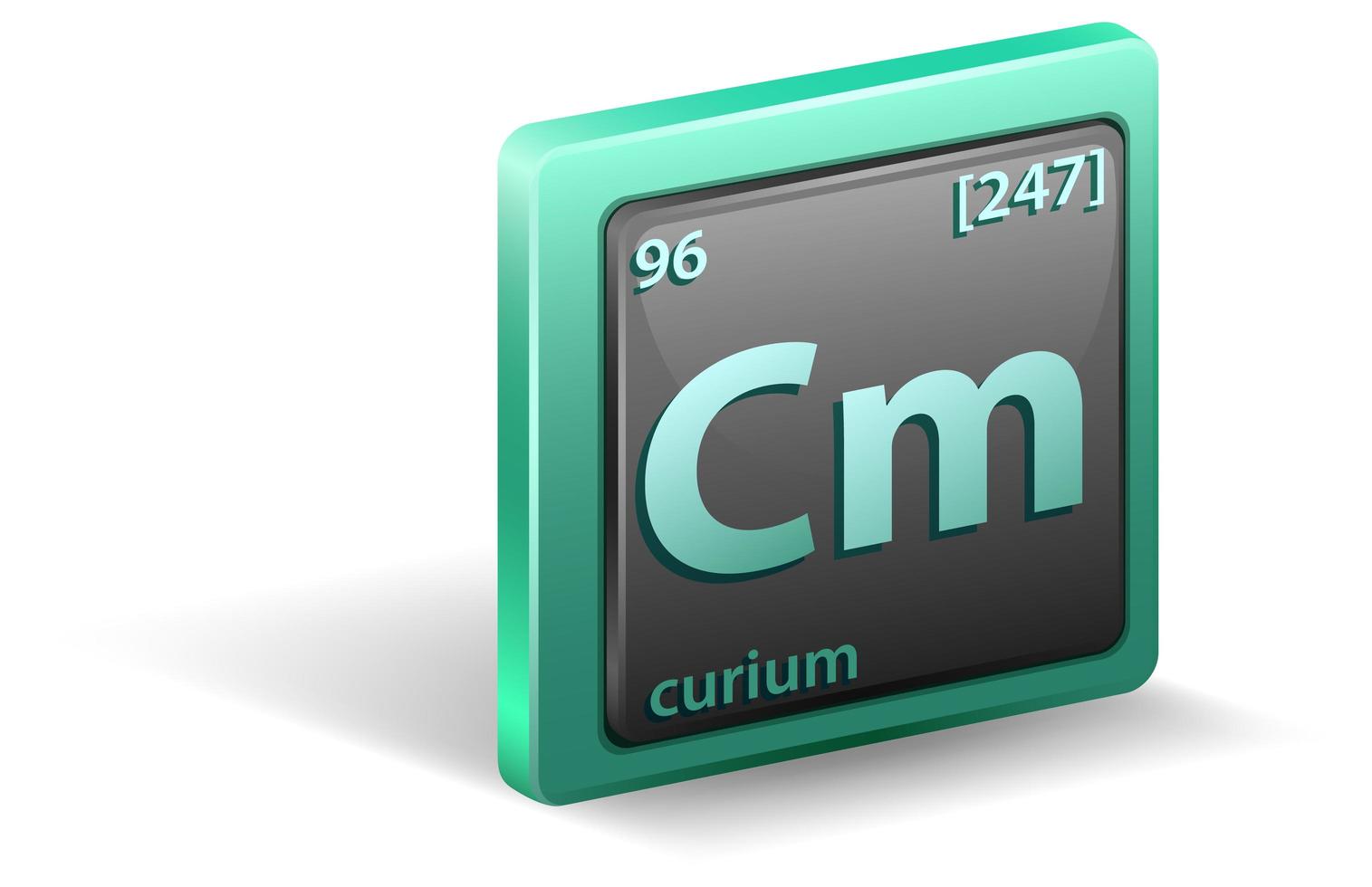 curium kemiskt element. kemisk symbol med atomnummer och atommassa. vektor