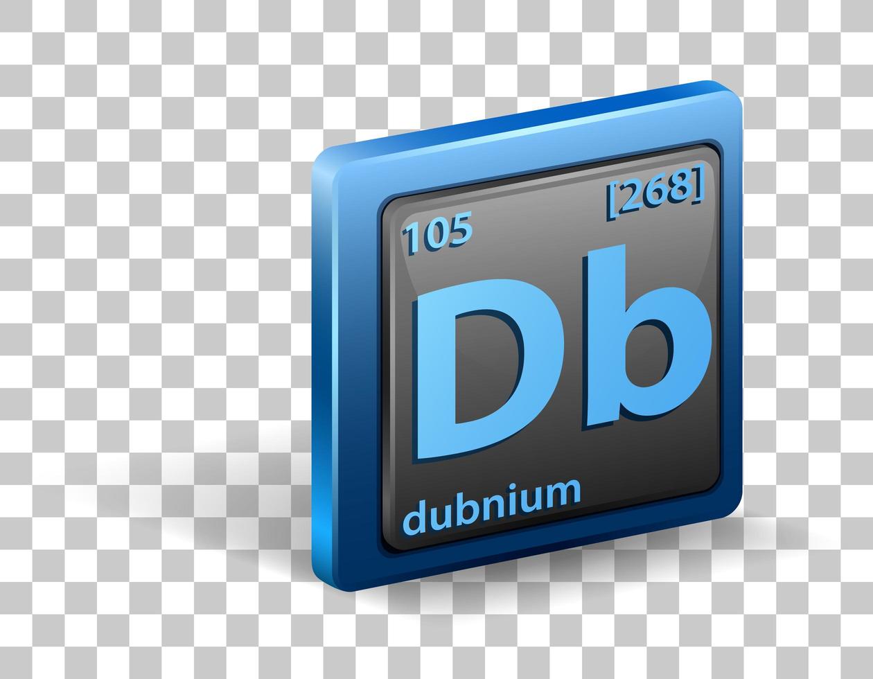 dubnium kemiskt element. kemisk symbol med atomnummer och atommassa. vektor