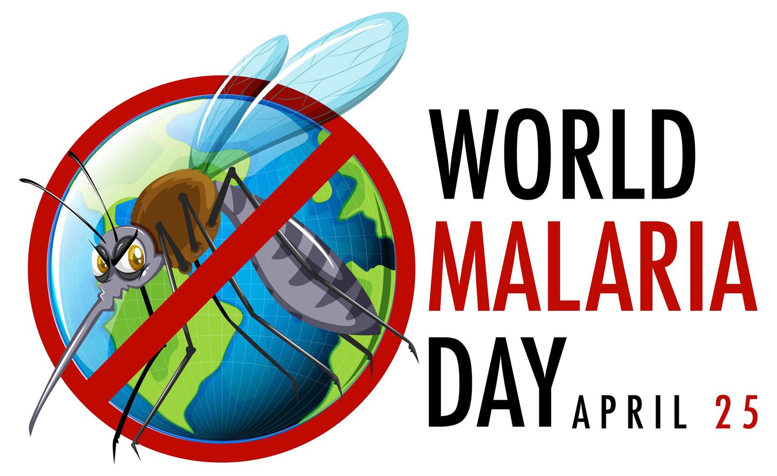 värld malariadag logotyp eller banner med mygga tecken vektor