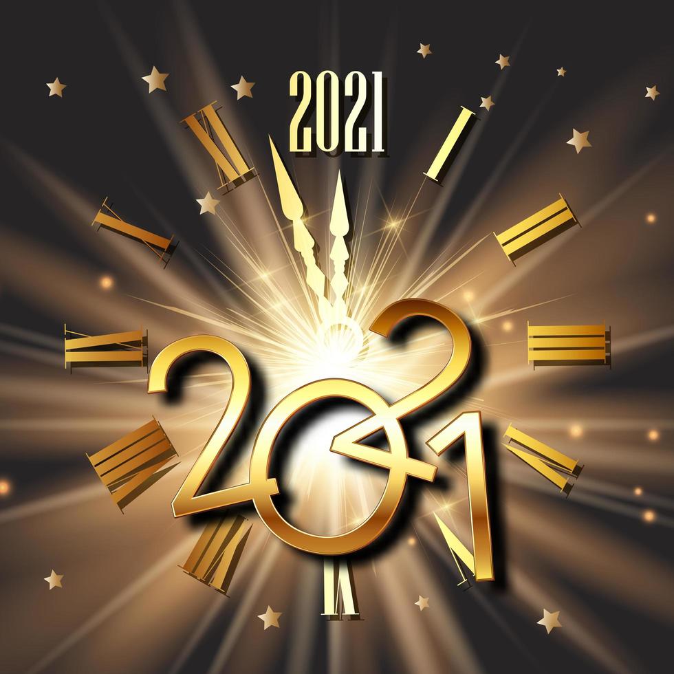 Frohes neues Jahr Hintergrund mit Zifferblatt und metallischen Zahlen vektor
