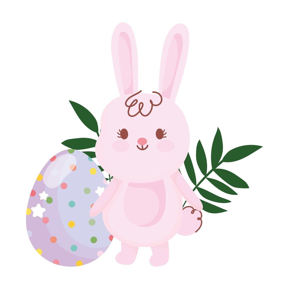 Happy Easter niedlichen Kaninchen und Ei Punkte und Sterne Dekoration vektor