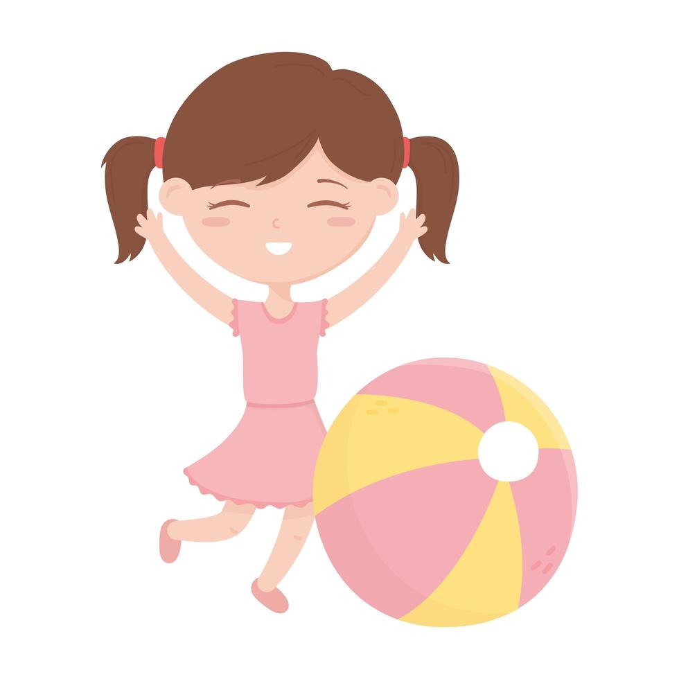Kinderzone, süßes kleines Mädchen mit Wasserballspielzeug vektor