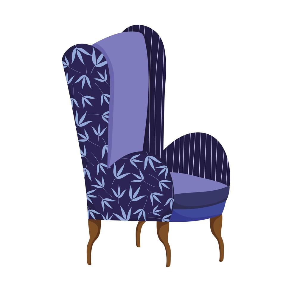 blå stol möbler komfort isolerad ikon vektor