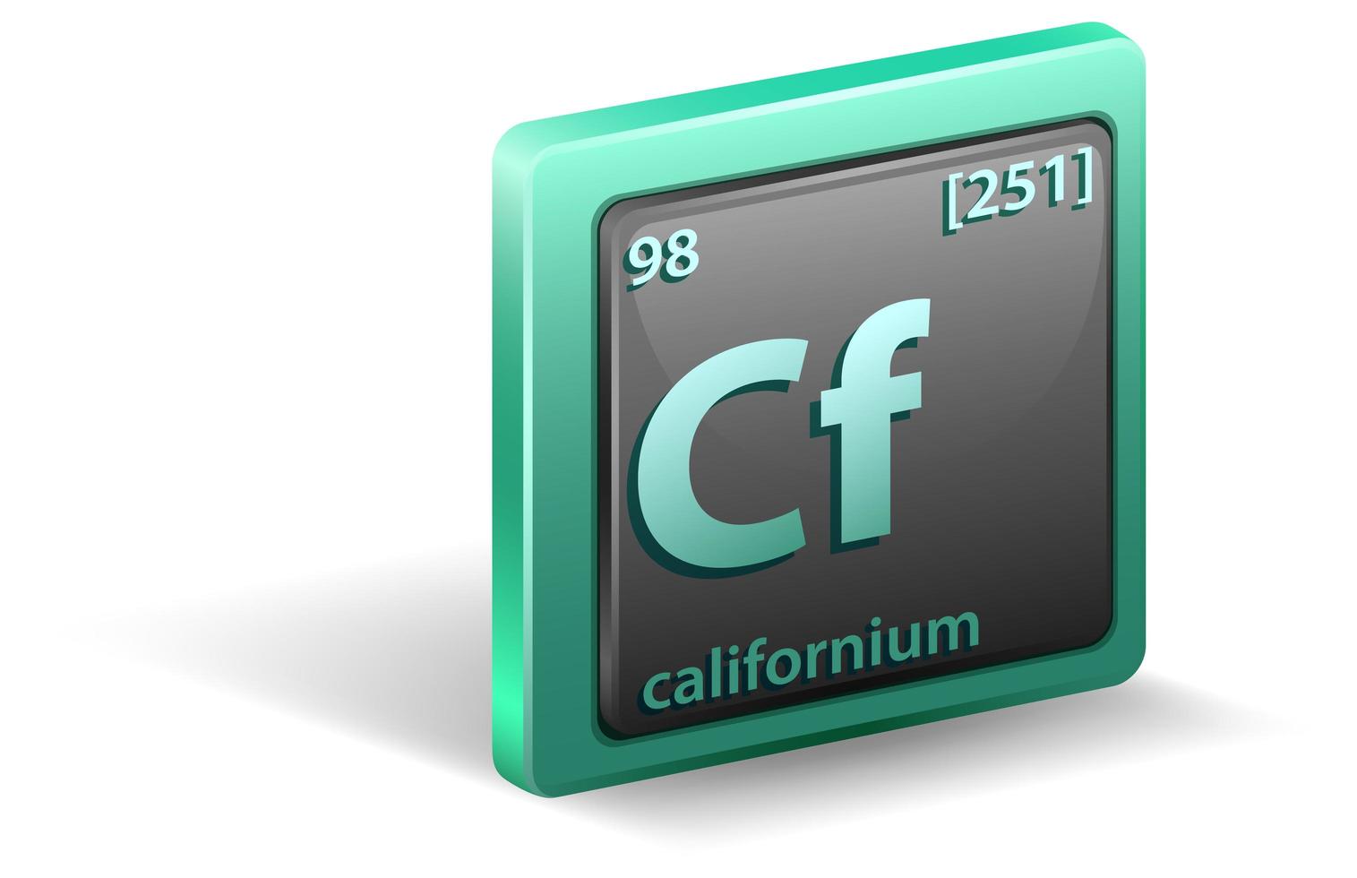 Kalifornisches chemisches Element. chemisches Symbol mit Ordnungszahl und Atommasse. vektor