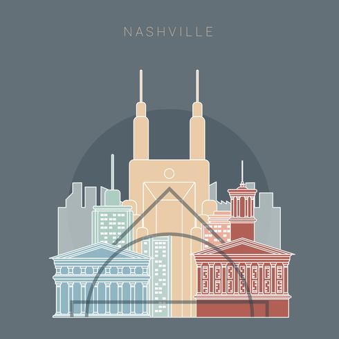 Nashville State Tennesse Skyline Linjär Färg Vektor Illustration