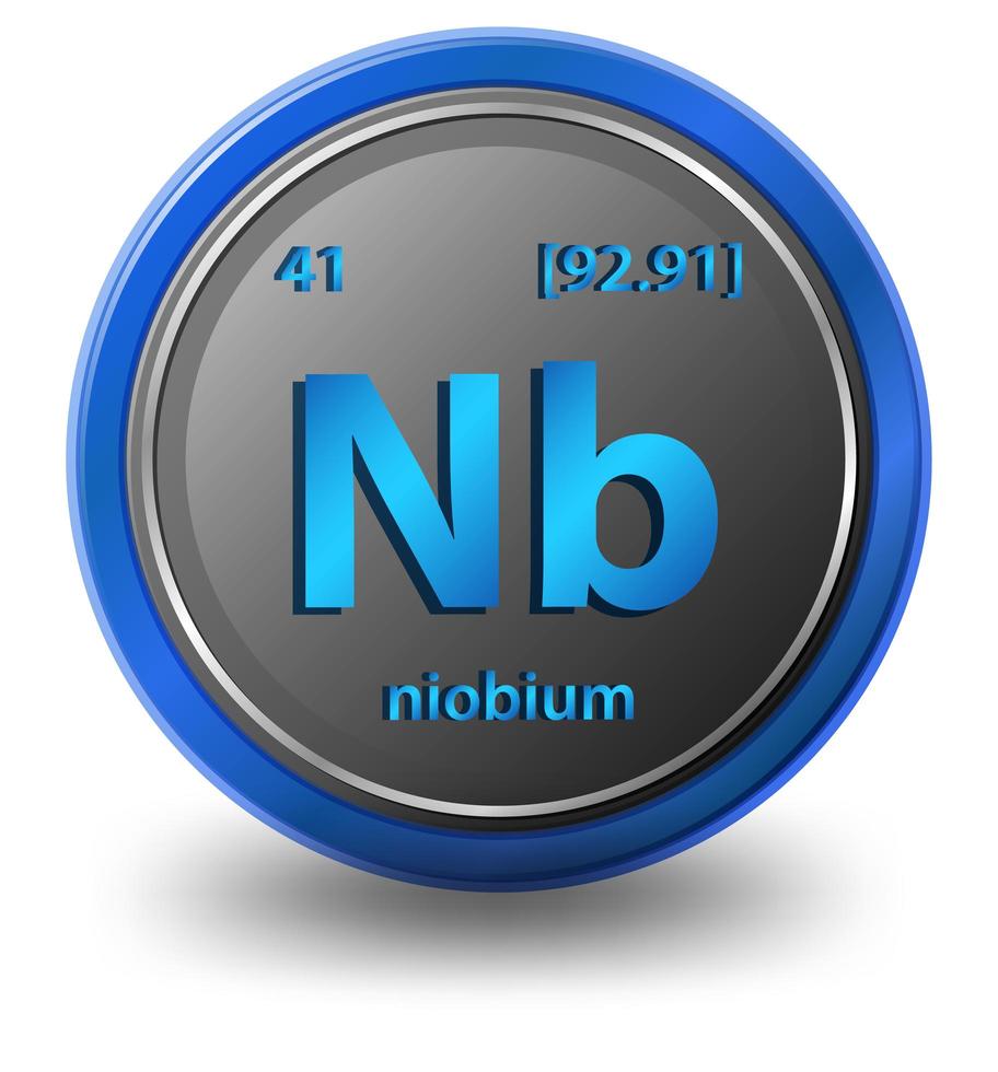 chemisches Niobelement. chemisches Symbol mit Ordnungszahl und Atommasse. vektor