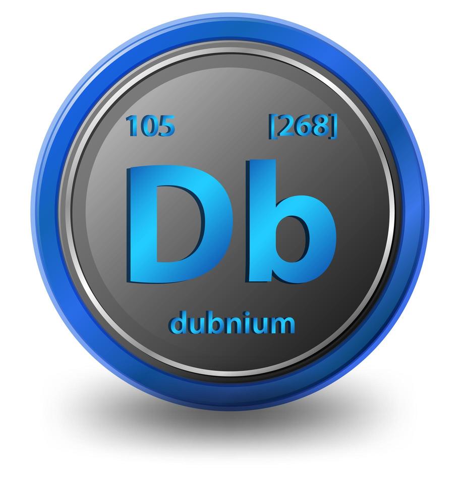 dubnium kemiskt element. kemisk symbol med atomnummer och atommassa. vektor