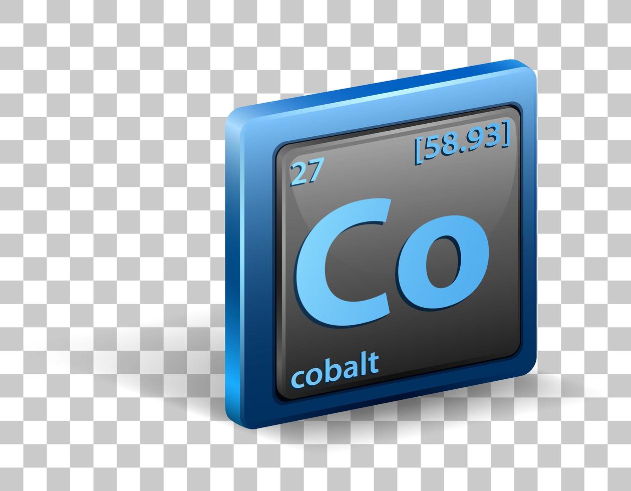 Kobalt chemisches Element. chemisches Symbol mit Ordnungszahl und Atommasse. vektor