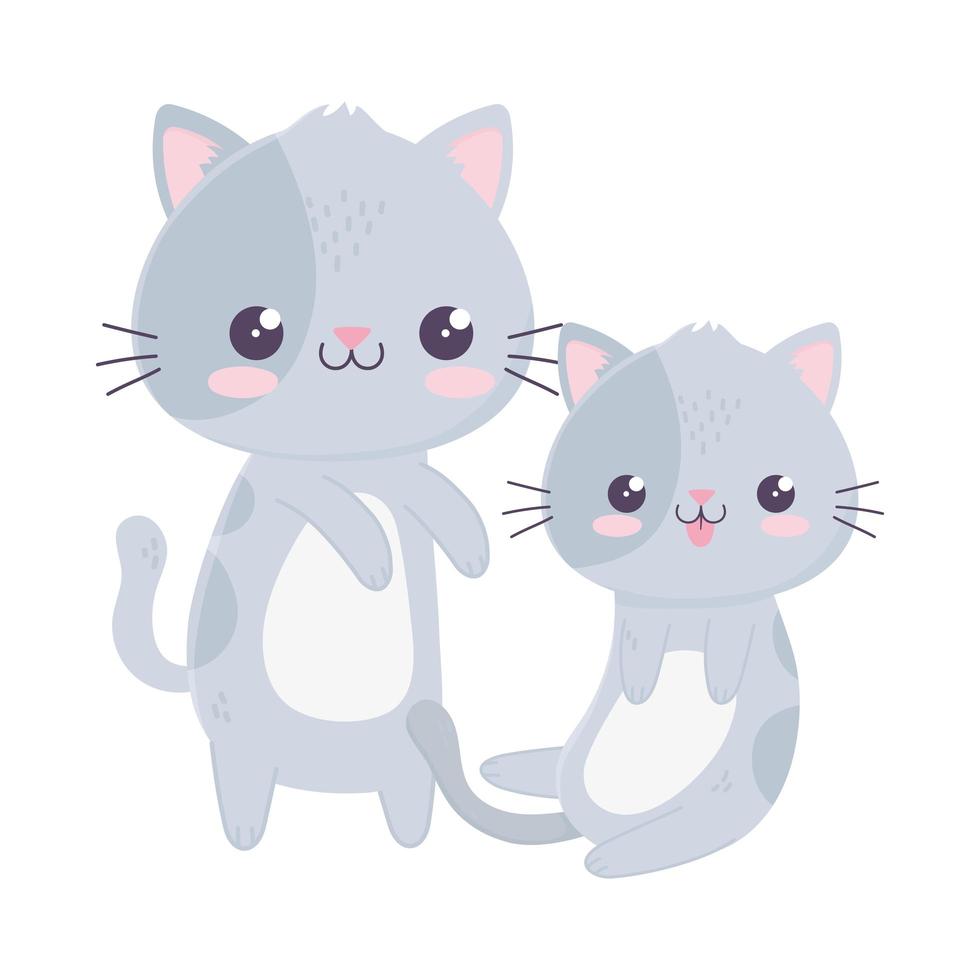 niedliche kleine Katzen Haustiere kawaii Zeichentrickfigur vektor