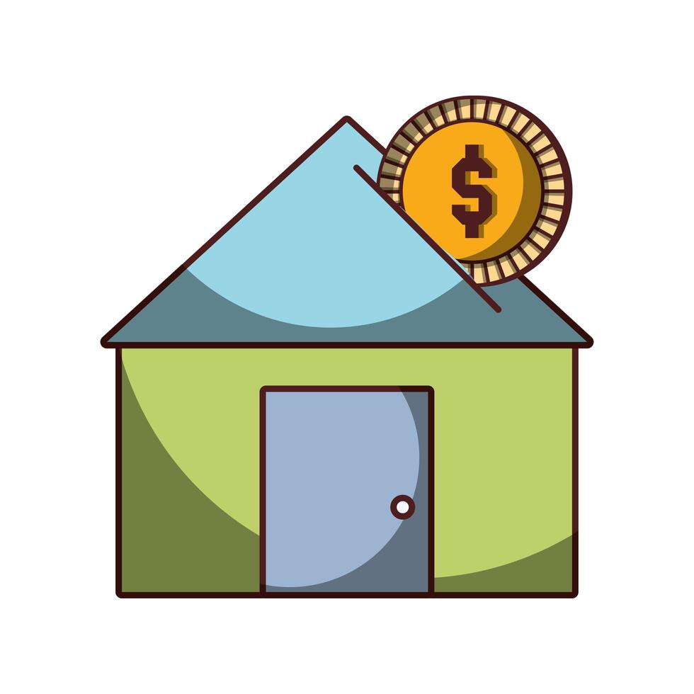 pengar investering hus affärs ikon isolerad design skugga vektor