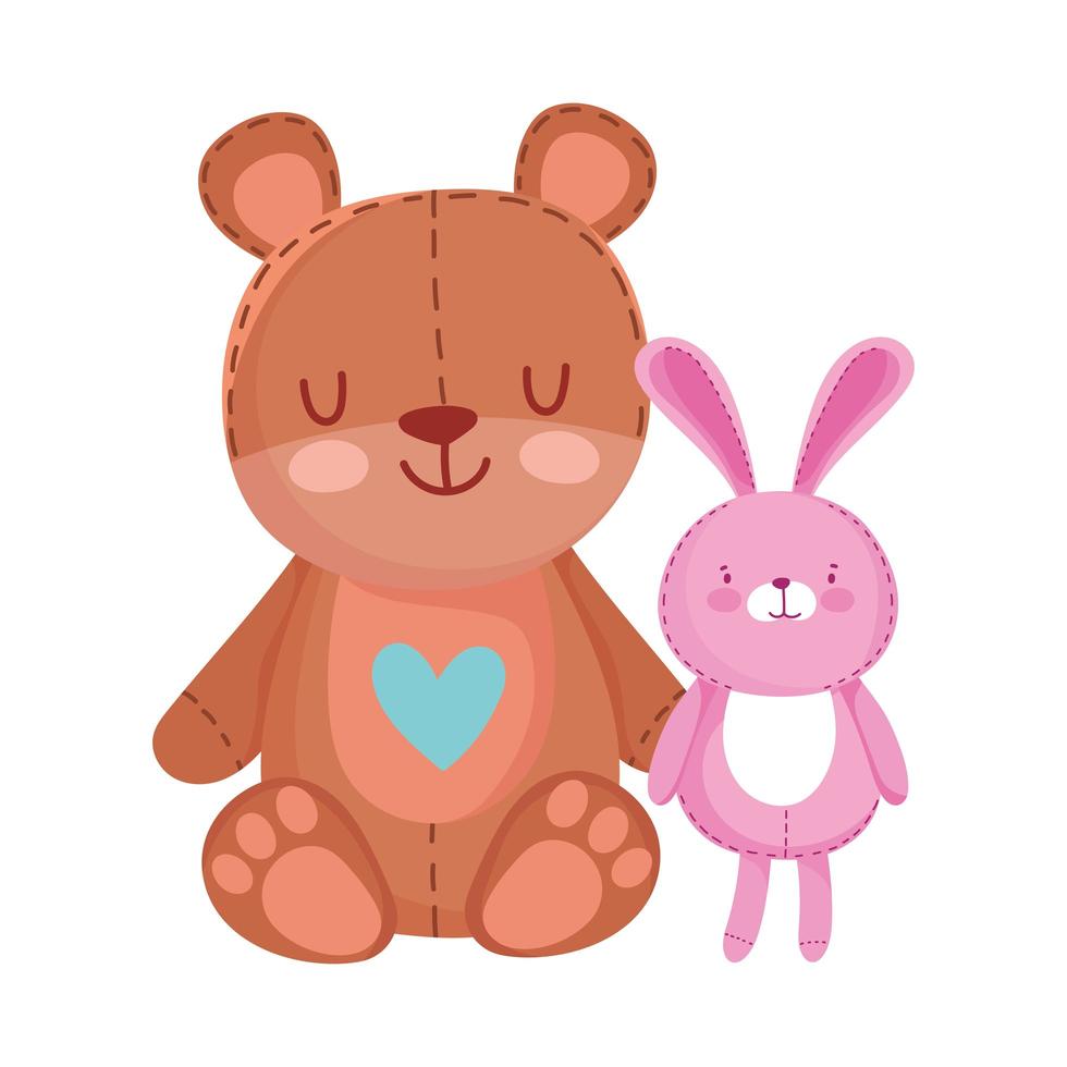 Spielzeug Objekt für kleine Kinder, um Cartoon, niedlichen Teddybär und rosa Hasen zu spielen vektor