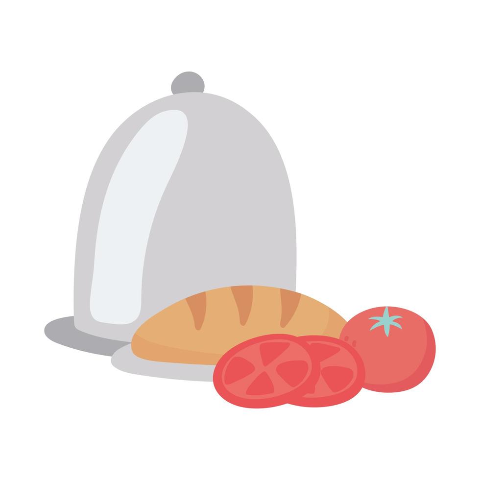Lebensmittel frisches Brot Tomaten und Platte isoliert Symbol Design weißen Hintergrund vektor