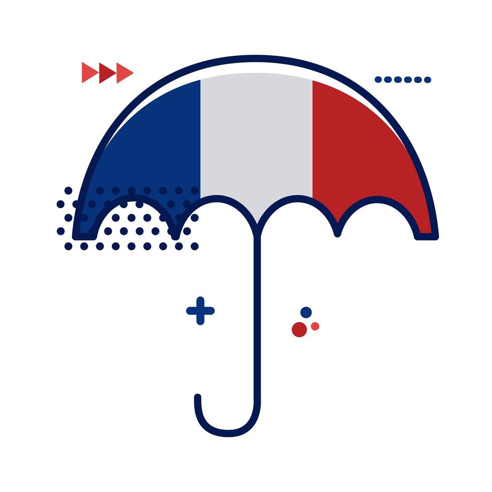 Regenschirm mit Frankreich Flagge flachen Stil vektor