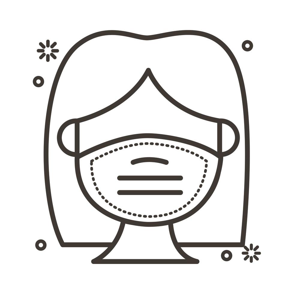 Frau mit Gesichtsmaske Linie Stil Symbol vektor