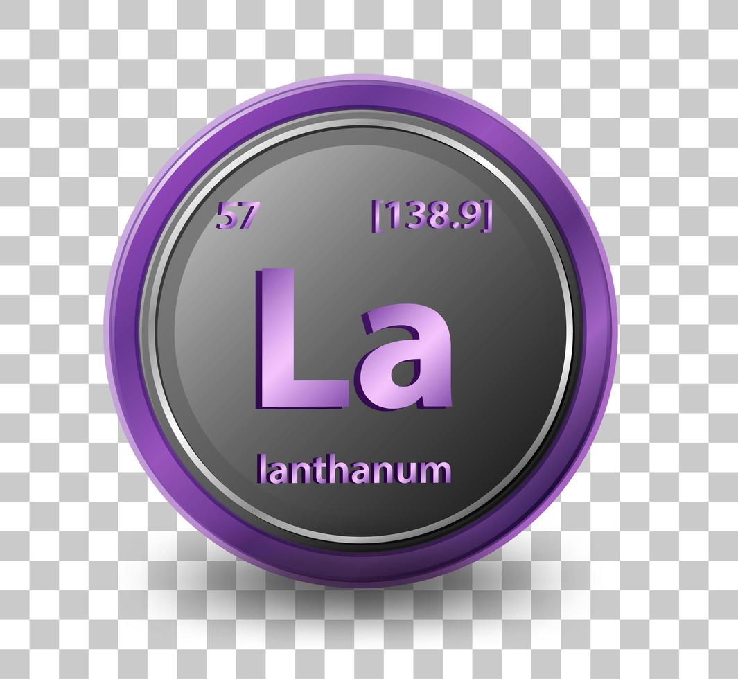 lantan kemiskt element. kemisk symbol med atomnummer och atommassa. vektor