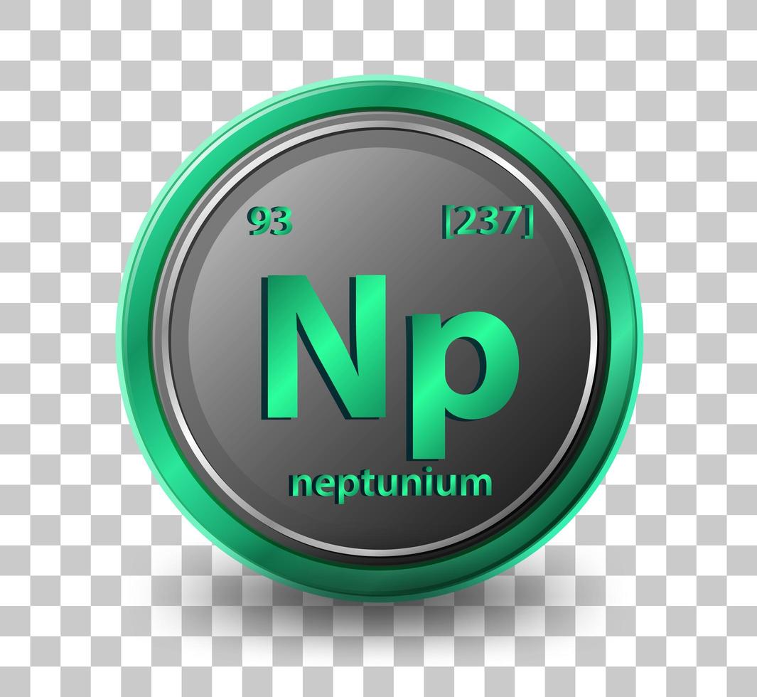 neptunium kemiskt element. kemisk symbol med atomnummer och atommassa. vektor