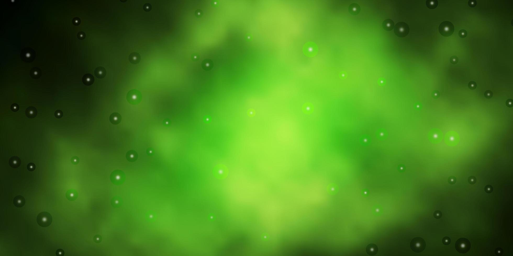 mörkgrön, gul vektorbakgrund med små och stora stjärnor. vektor