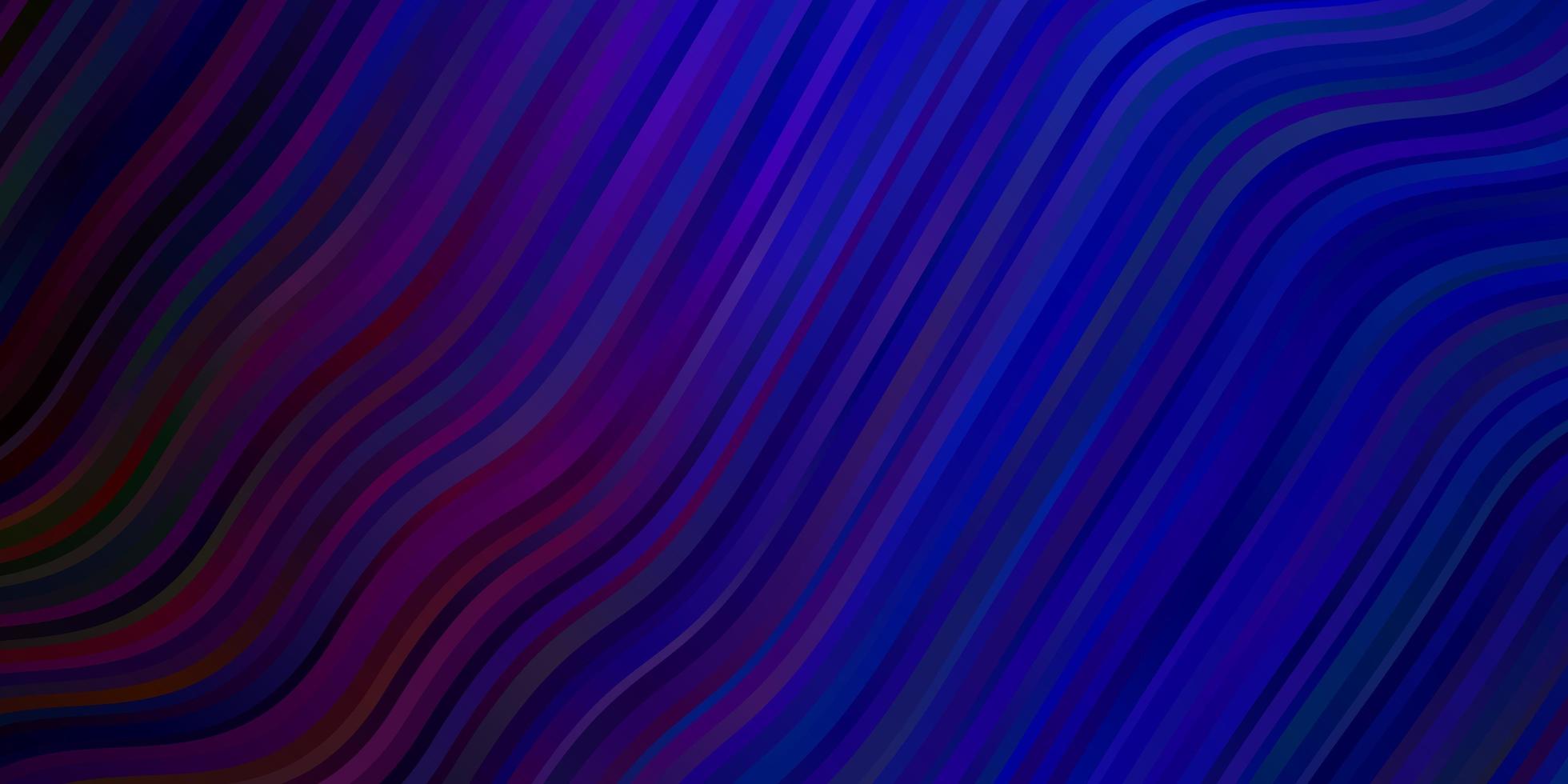 dunkelrosa, blauer Vektorhintergrund mit gekrümmten Linien. vektor