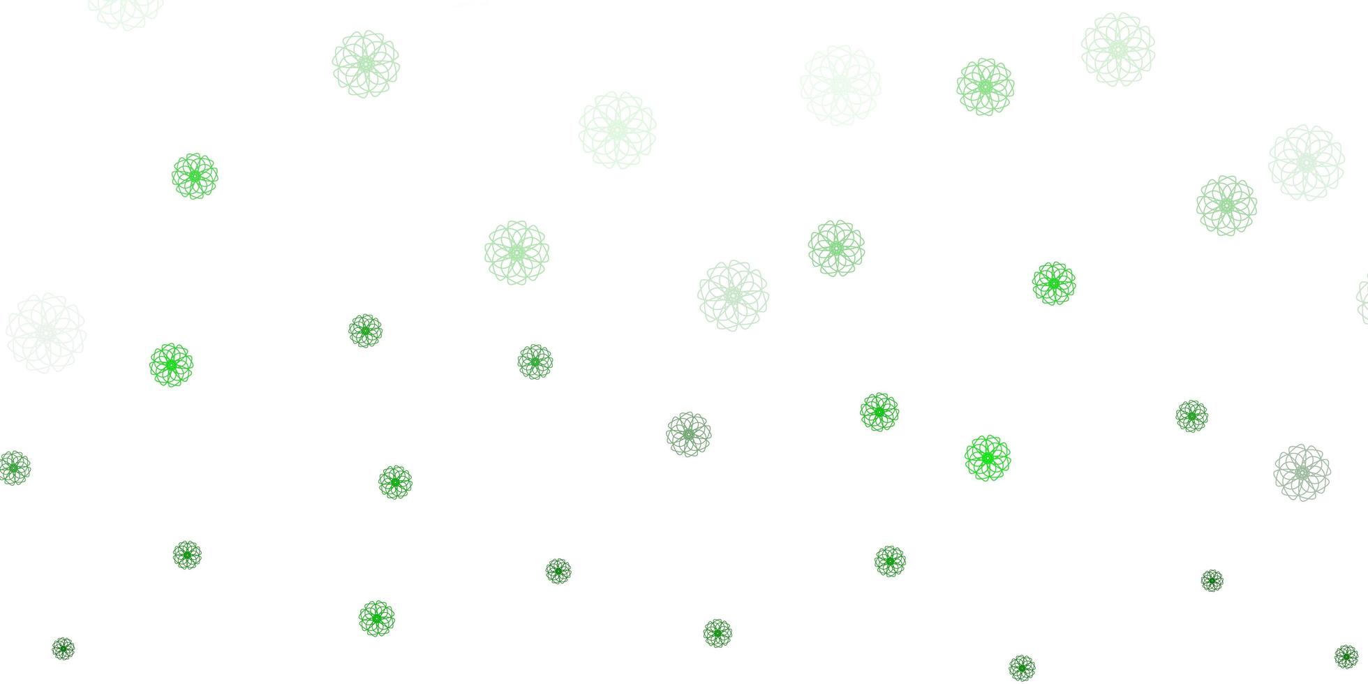 ljusgrön vektor doodle mall med blommor.