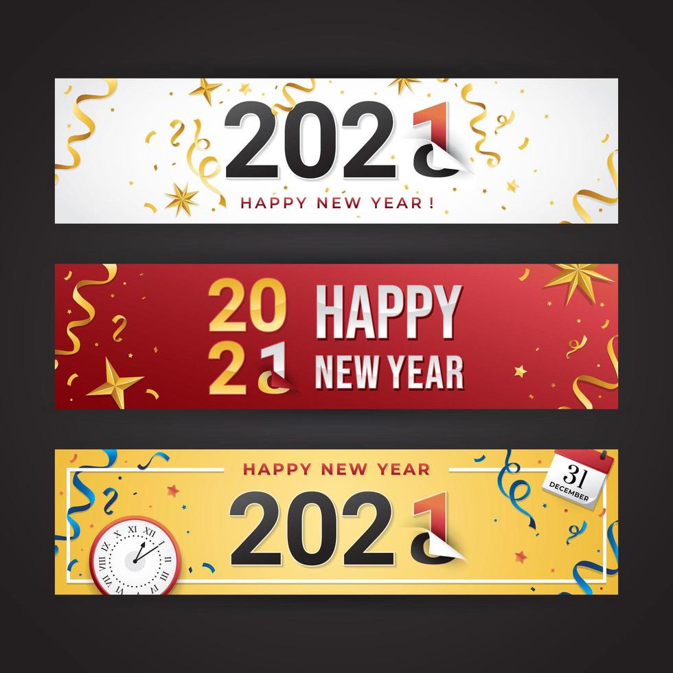 Frohes neues Jahr 2021 buntes Banner vektor