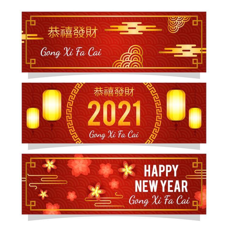 kinesiskt nyår gong xi fa cai banner vektor