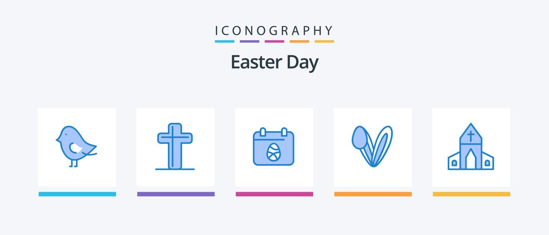 påsk blå 5 ikon packa Inklusive påsk. kyrka. ägg. kanin. kanin. kreativ ikoner design vektor