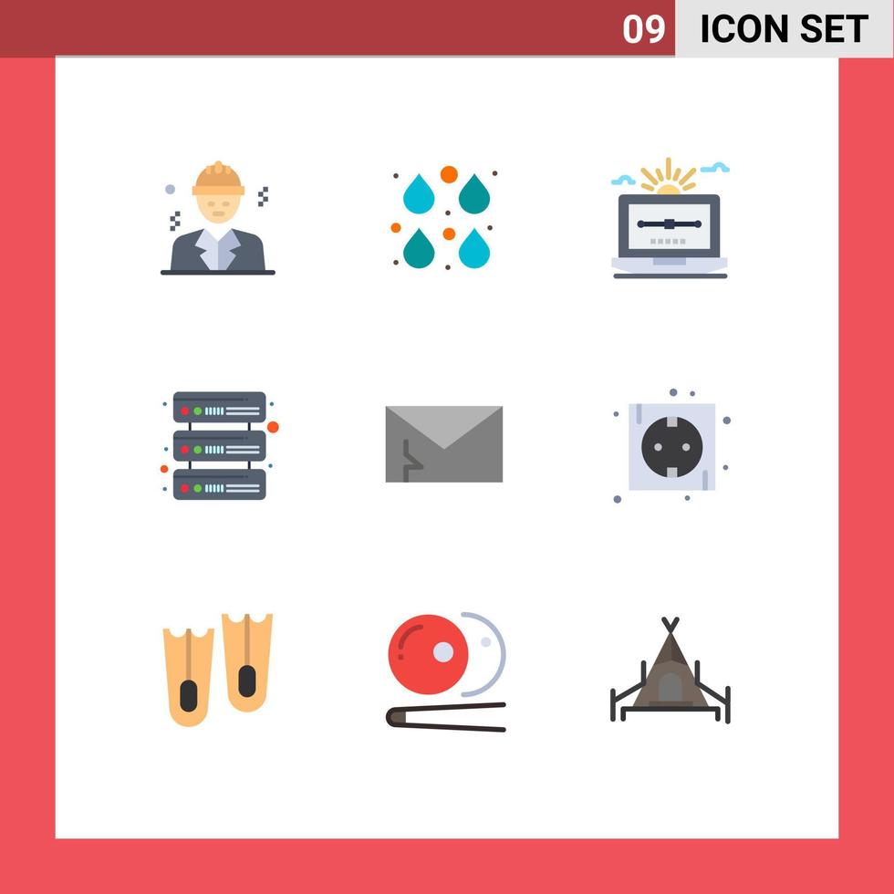 uppsättning av 9 modern ui ikoner symboler tecken för varna servrar måla databas dator redigerbar vektor design element