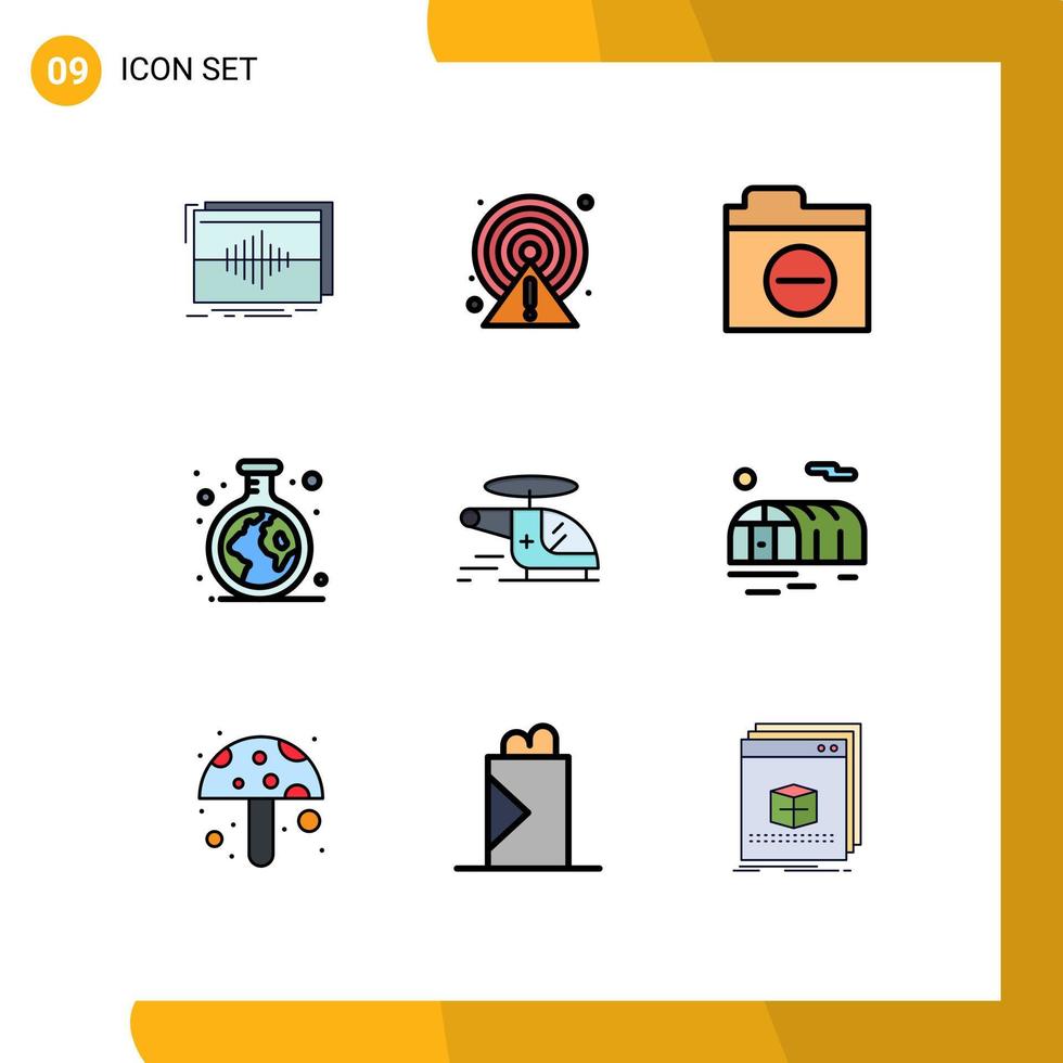 modern uppsättning av 9 fylld linje platt färger och symboler sådan som helikopter studie punkt grön fel redigerbar vektor design element
