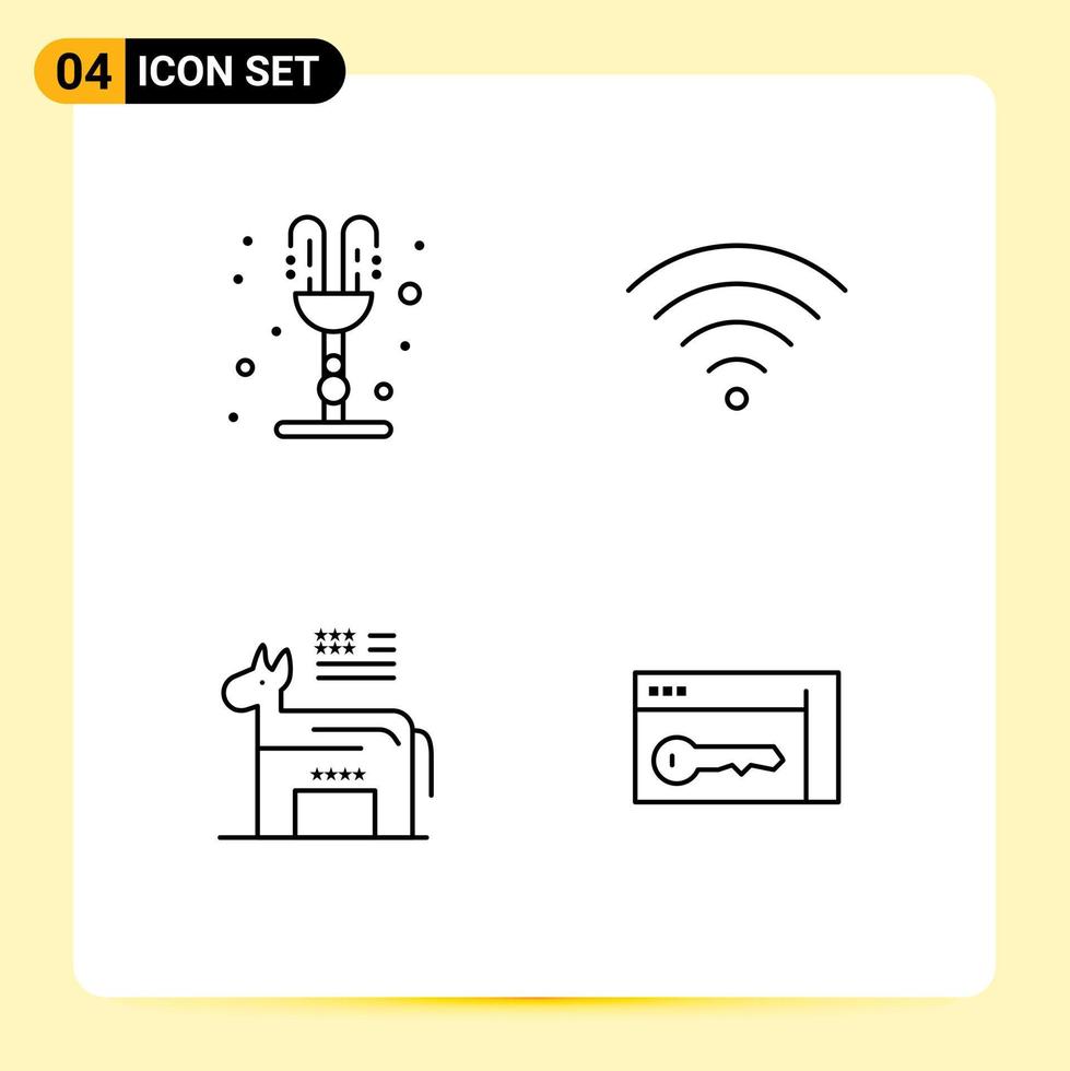 uppsättning av 4 modern ui ikoner symboler tecken för fontän politisk valentines dag wiFi browser redigerbar vektor design element