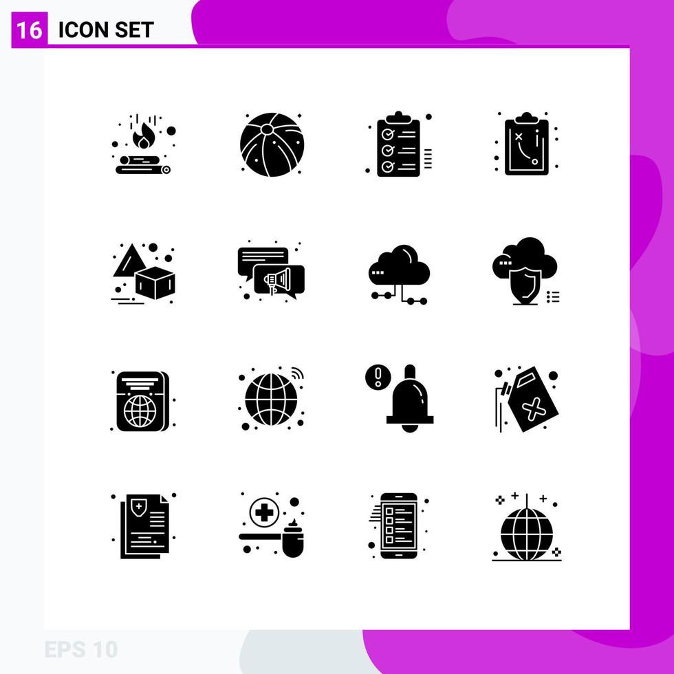 piktogram uppsättning av 16 enkel fast glyfer av omvandla flip Urklipp taktik väg redigerbar vektor design element