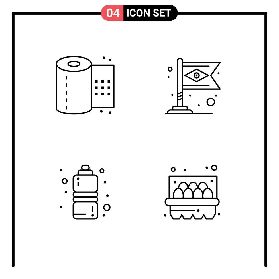 stock vektor ikon packa av 4 linje tecken och symboler för badrum kondition hälsa toalett papper karneval vatten redigerbar vektor design element