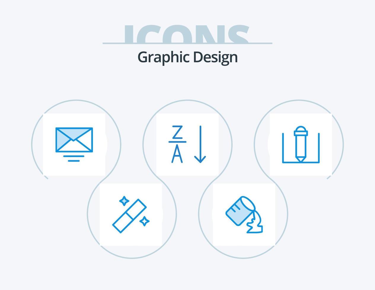 design blaues Icon-Pack 5 Icon-Design. . Text. . Bleistift vektor