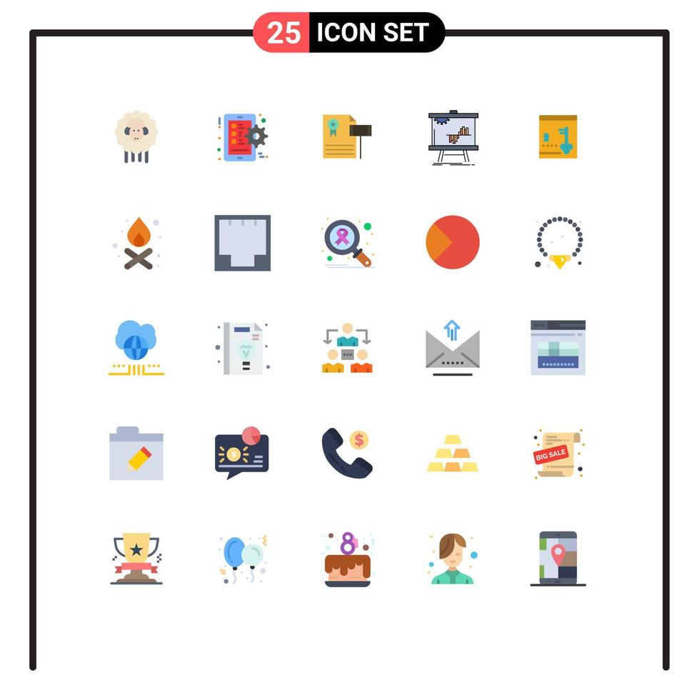 25 tematiska vektor platt färger och redigerbar symboler av statistik data auktion Diagram bedöma redigerbar vektor design element