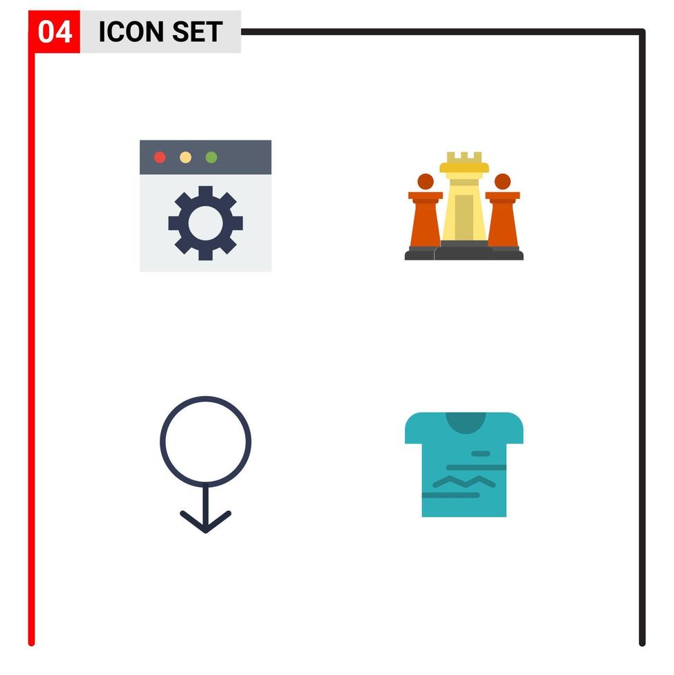 modern uppsättning av 4 platt ikoner och symboler sådan som app manlig schack taktik skjorta redigerbar vektor design element