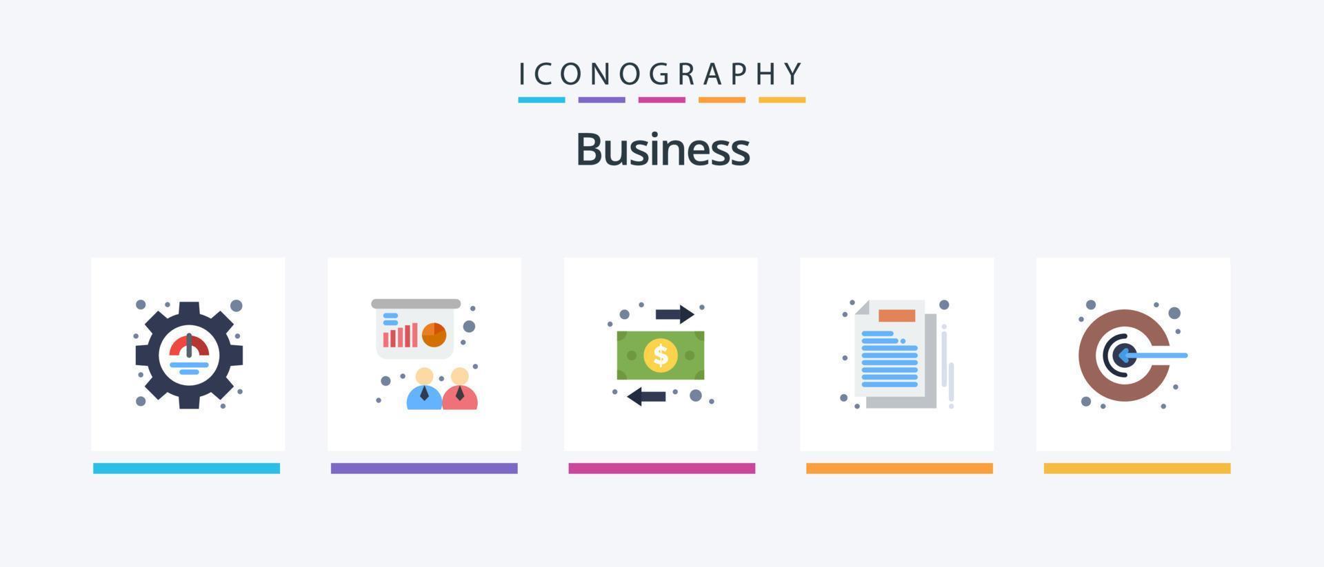 företag platt 5 ikon packa Inklusive marknadsföring. arbete. flöde. papper. företag. kreativ ikoner design vektor