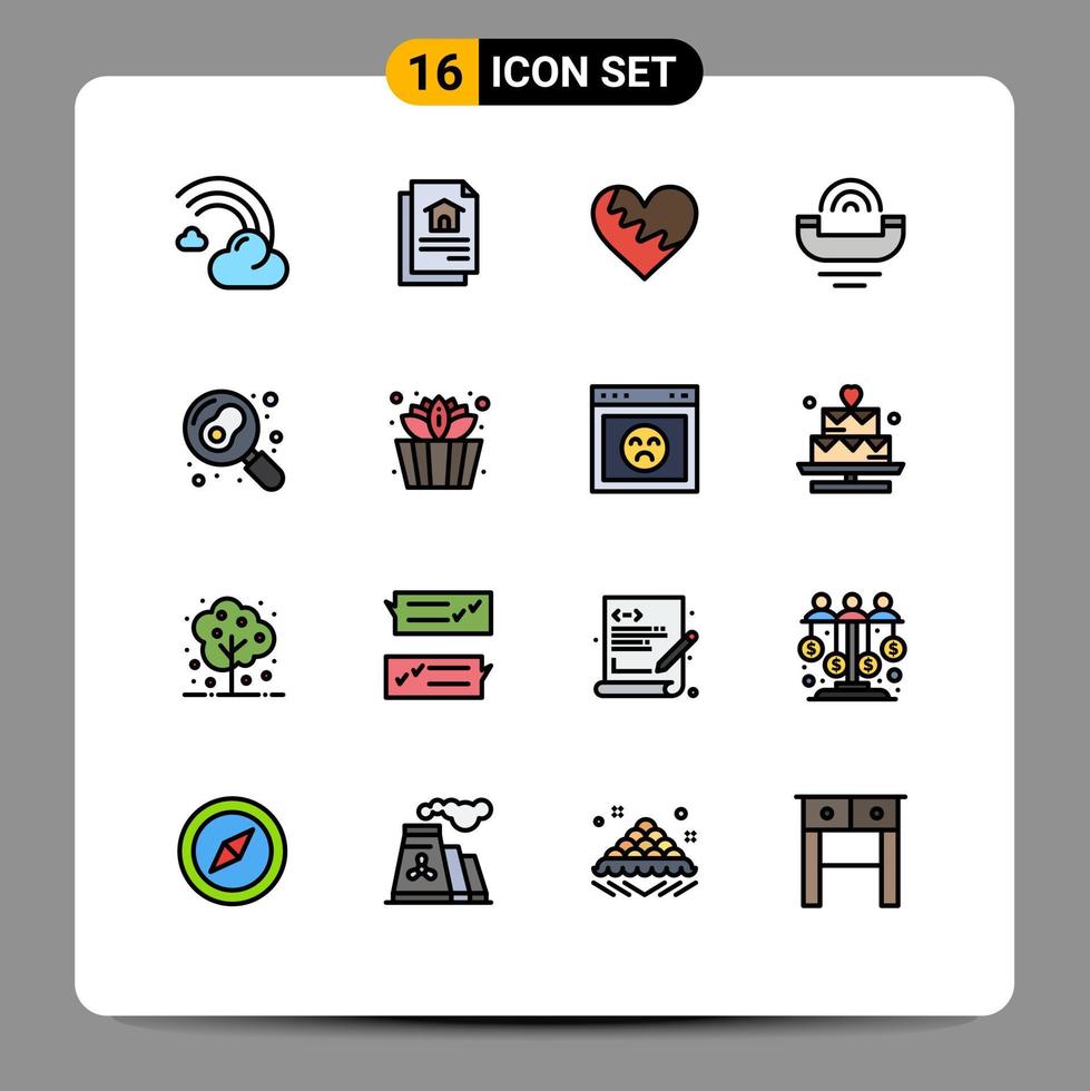 uppsättning av 16 kommersiell platt Färg fylld rader packa för telefon produktivitet hjärta hjälp gåva redigerbar kreativ vektor design element