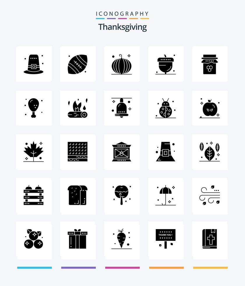 Creative Thanksgiving 25 Glyphen solide schwarze Icon Pack wie Season. Flora. Füllhorn. Herbst. das Erntedankfest vektor