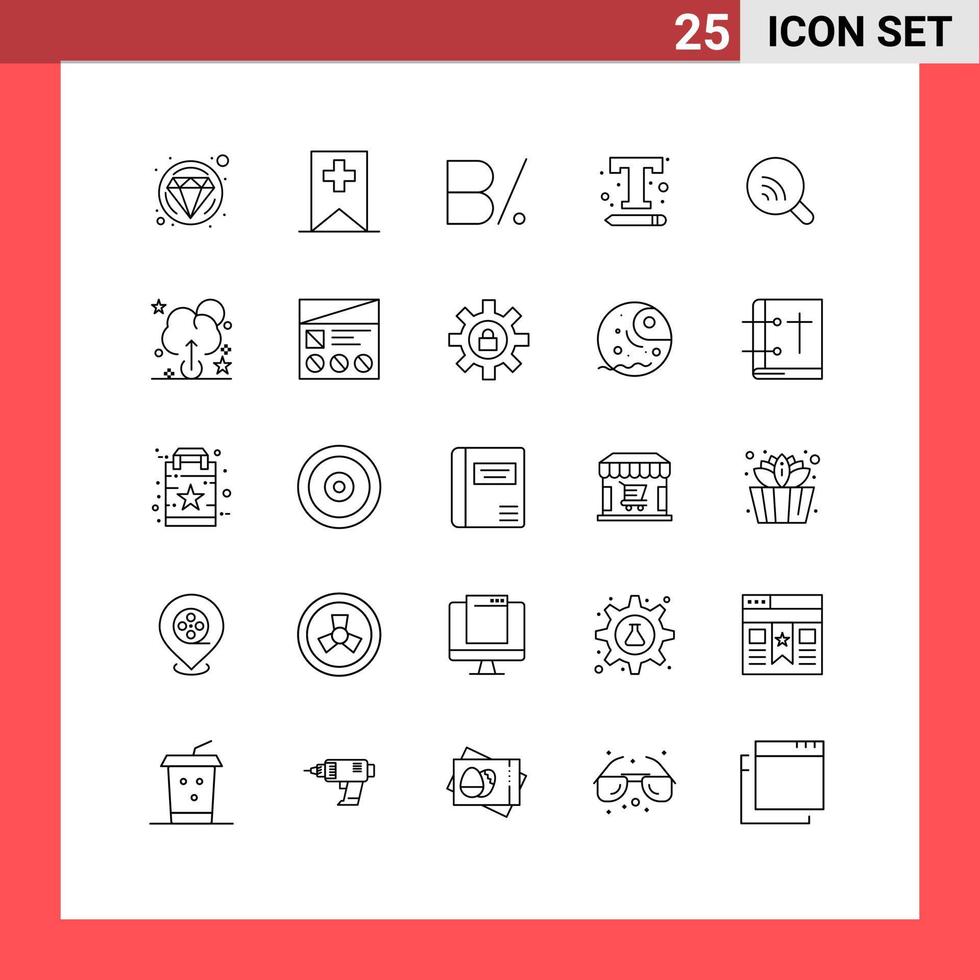 universell ikon symboler grupp av 25 modern rader av wiFi Sök panama webb text redigerbar vektor design element