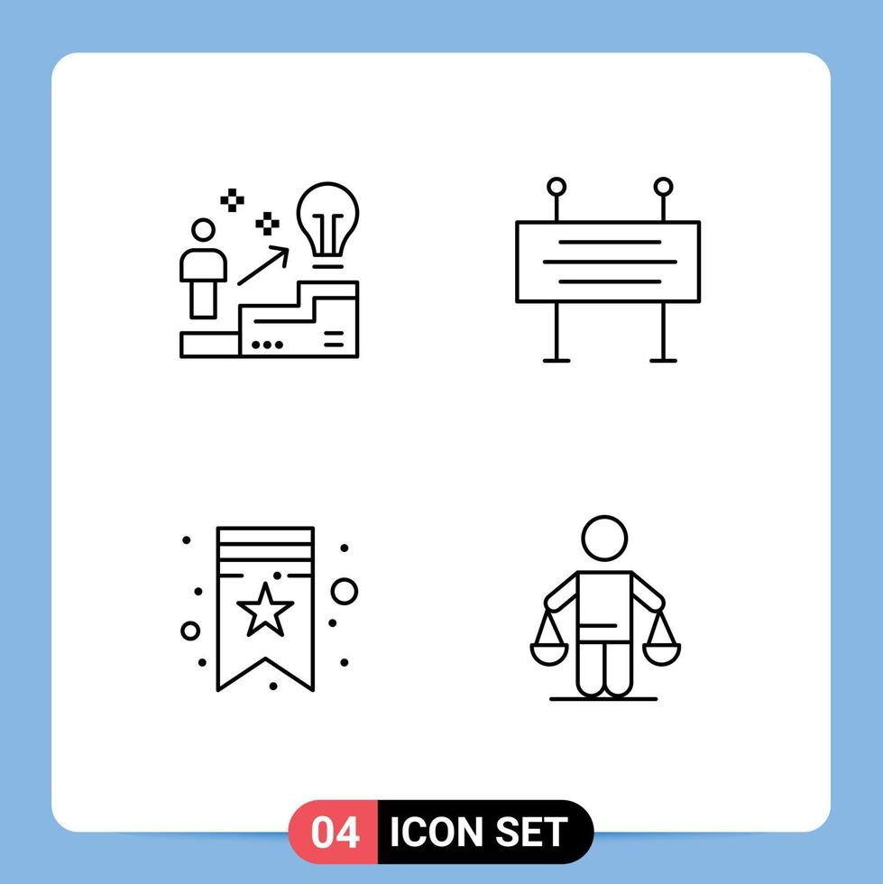 satz von 4 modernen ui-symbolen symbole zeichen für leiter lesezeichen idee bau barrikade tag editierbare vektordesignelemente vektor