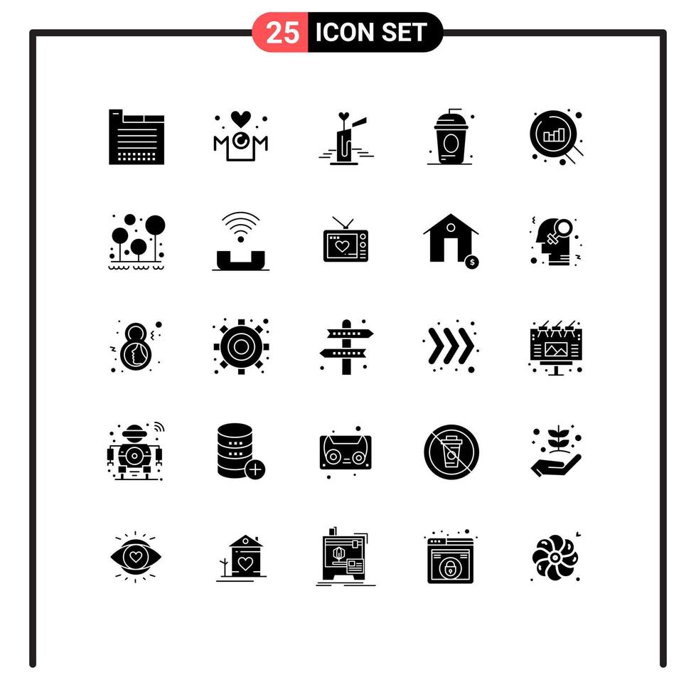 stock vektor ikon packa av 25 linje tecken och symboler för oberoende dryck mor cole hjärta redigerbar vektor design element