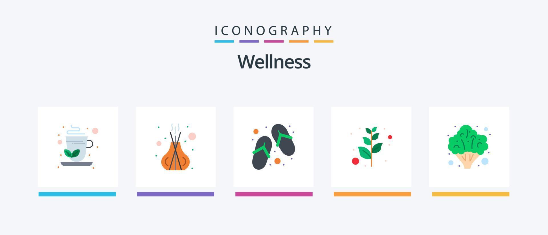 Wellness Flat 5 Icon Pack inklusive Gemüse. Gesundheitswesen. Schuhe. Brokkoli. Olive. kreatives Symboldesign vektor
