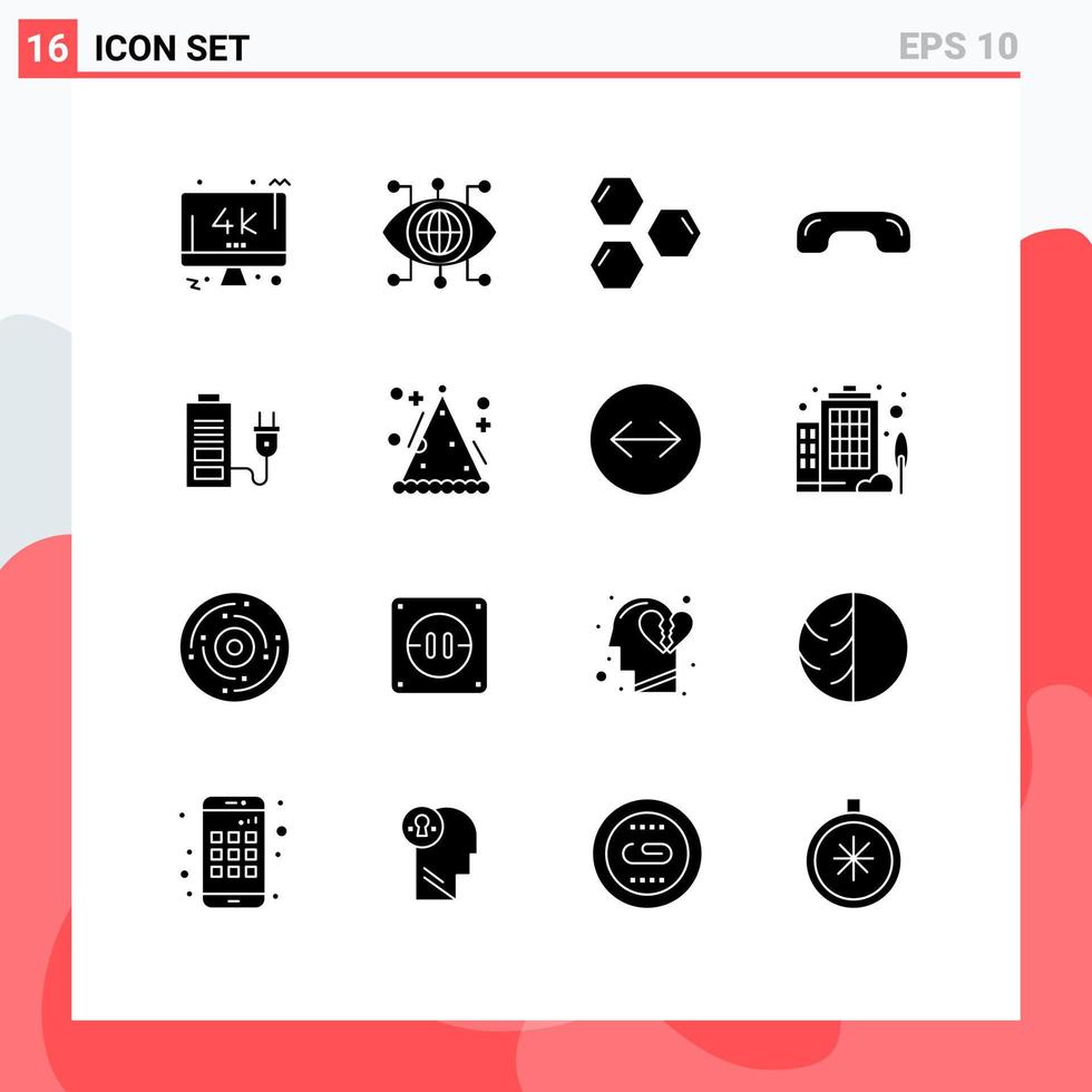 uppsättning av 16 vektor fast glyfer på rutnät för upp hänga upp celler hänga Plats redigerbar vektor design element