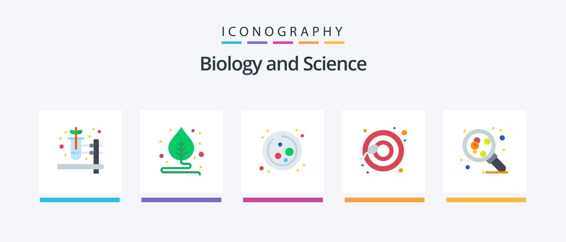biologi platt 5 ikon packa Inklusive . forskning. vetenskap. molekyl. sperma. kreativ ikoner design vektor