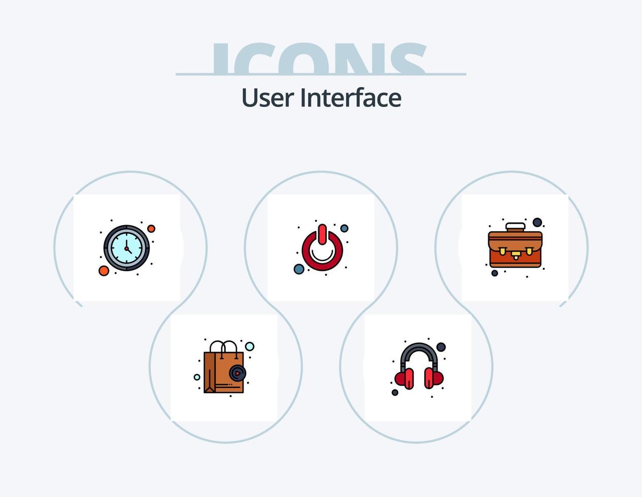 Benutzeroberfläche Zeile gefüllt Icon Pack 5 Icon Design. . Karte. Film. Lage. kabellos vektor