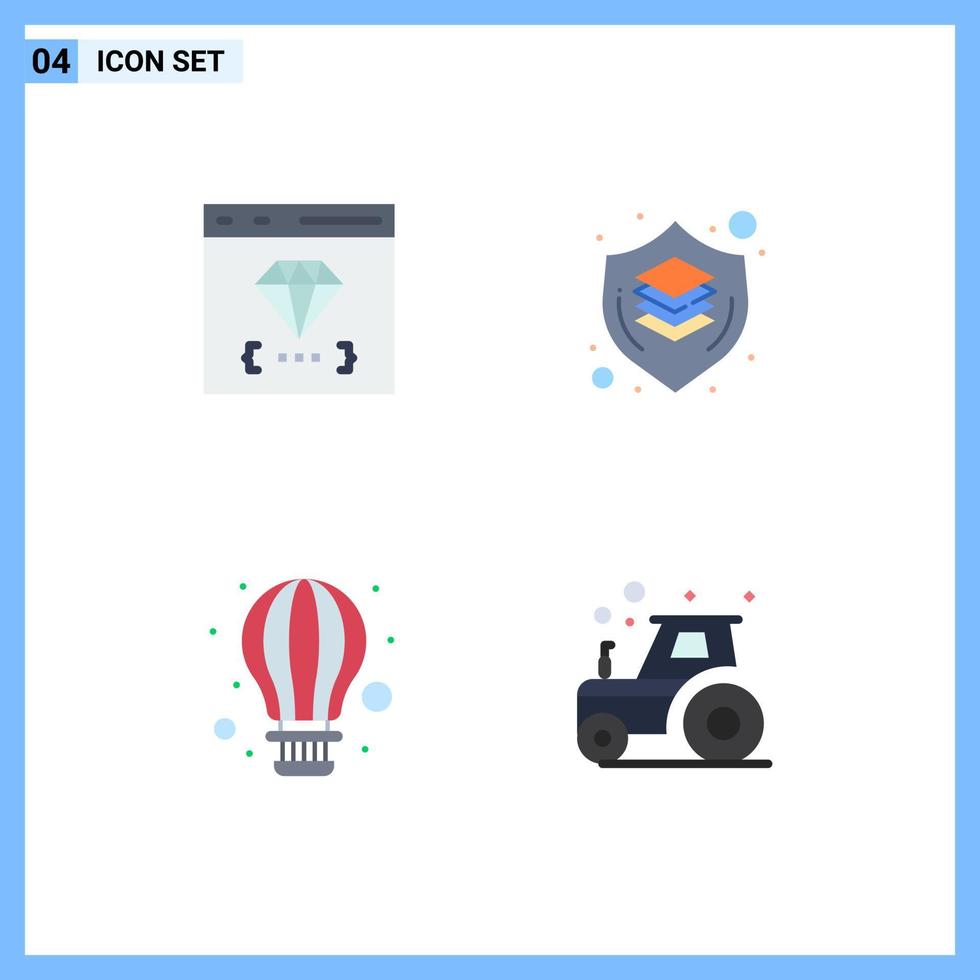 Packung mit 4 kreativen flachen Symbolen des App-Denkens entwickeln bearbeitbare Vektordesign-Elemente für Designballons vektor