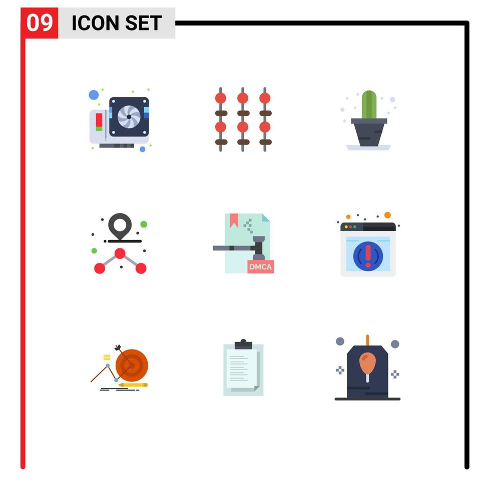 redigerbar vektor linje packa av 9 enkel platt färger av dmca upphovsrätt kaktus företag väg redigerbar vektor design element