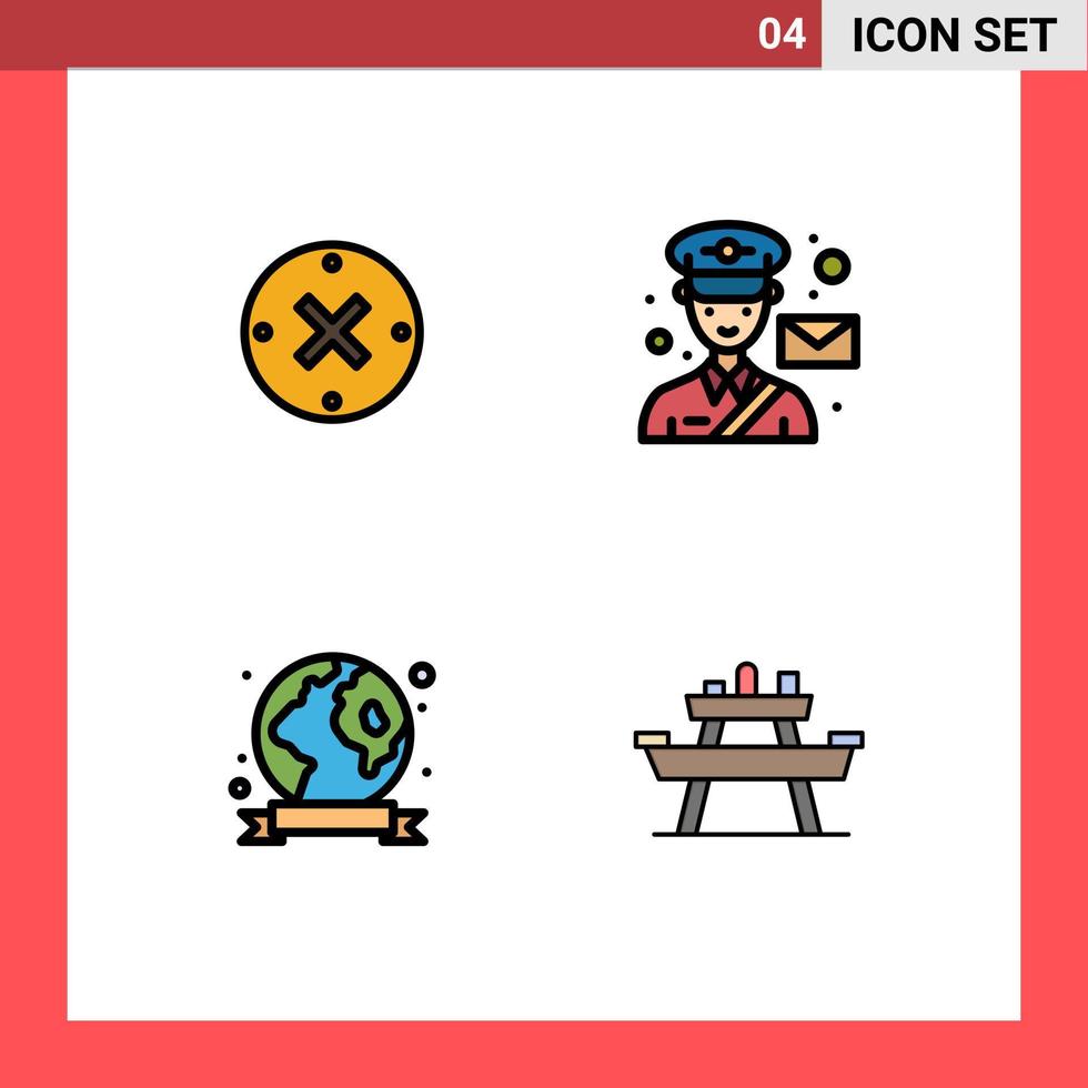 uppsättning av 4 modern ui ikoner symboler tecken för stänga bricka annullera man ekologi redigerbar vektor design element